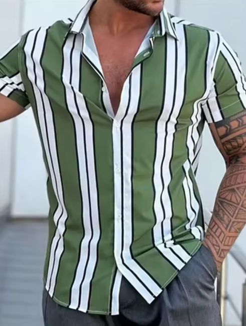 Mens Striped Casual Shirt - Image 2