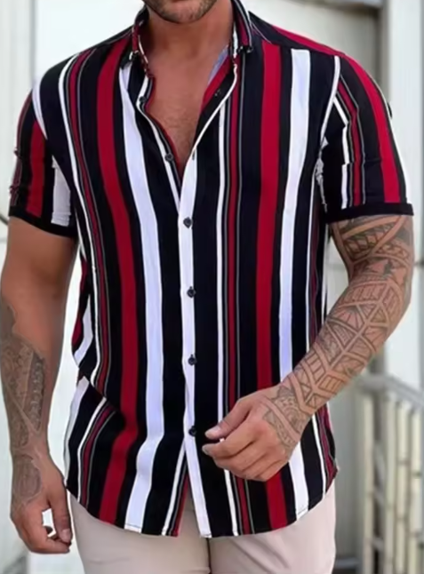 Mens Striped Casual Shirt - Image 3